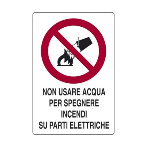 Cartello Non Usare Acqua per Spegnere Incendi su Parti Elettriche